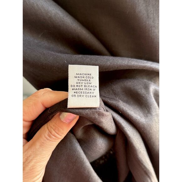 Max Studio Blk 100% Linen Side Slits Embroidered Fringe Hem Lagnlook Skirt SZ M - Picture 4 of 8